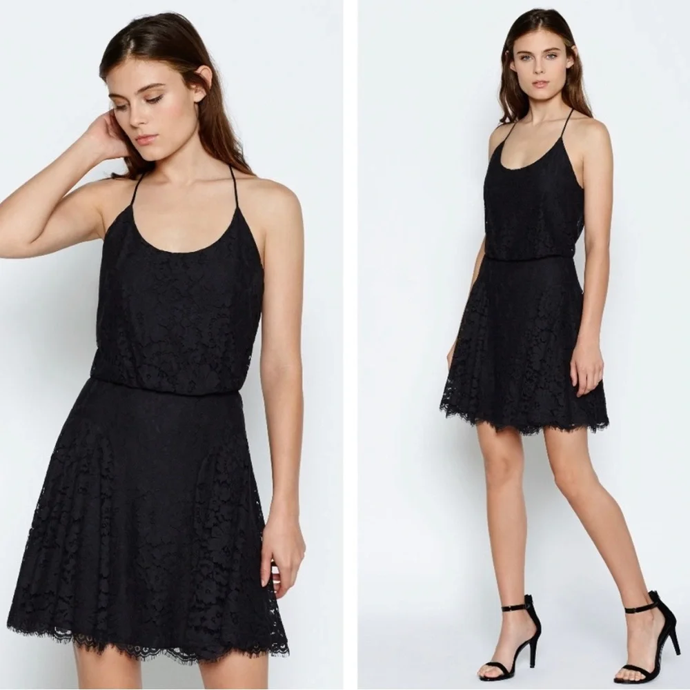 Joie Nanon B black lace sleeveless mini dress - Picture 2 of 16
